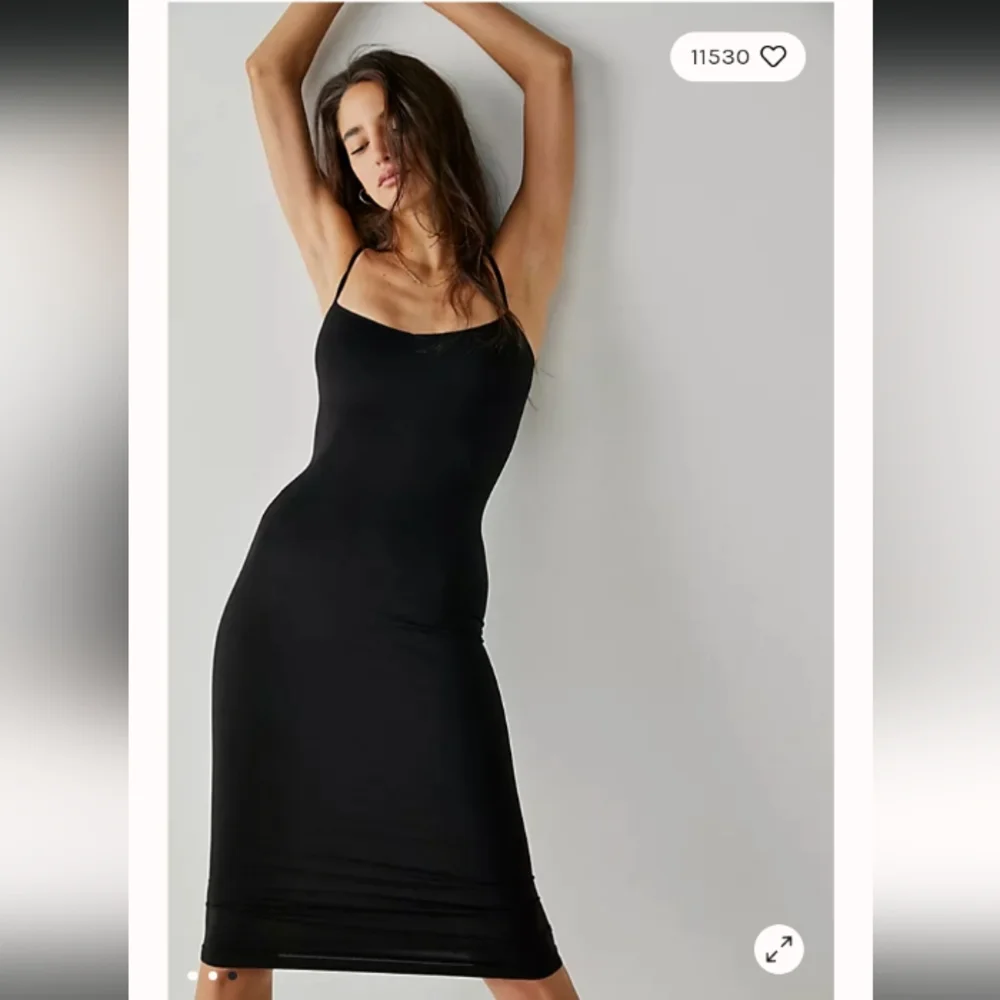 BRAND NEW Intimately Free People Black Tea Length Seamless Slip Dress Size XS/S - Picture 1 of 9